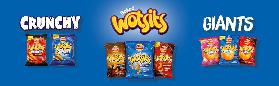 walkers wotsists giants crunchy really cheesy flamin' hot sizzling steak prawn cocktail snack crisp